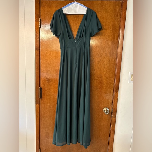 Lulu’s Emerald Flutter Sleeve Chiffon Maxi Dress - XS - Picture 4 of 6